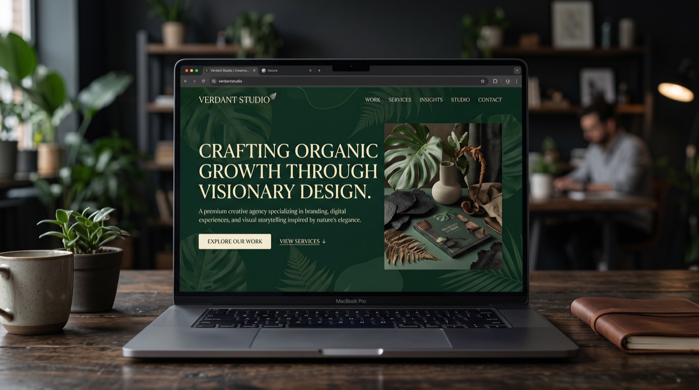 Verdant Studio eco-focused agency website mockup